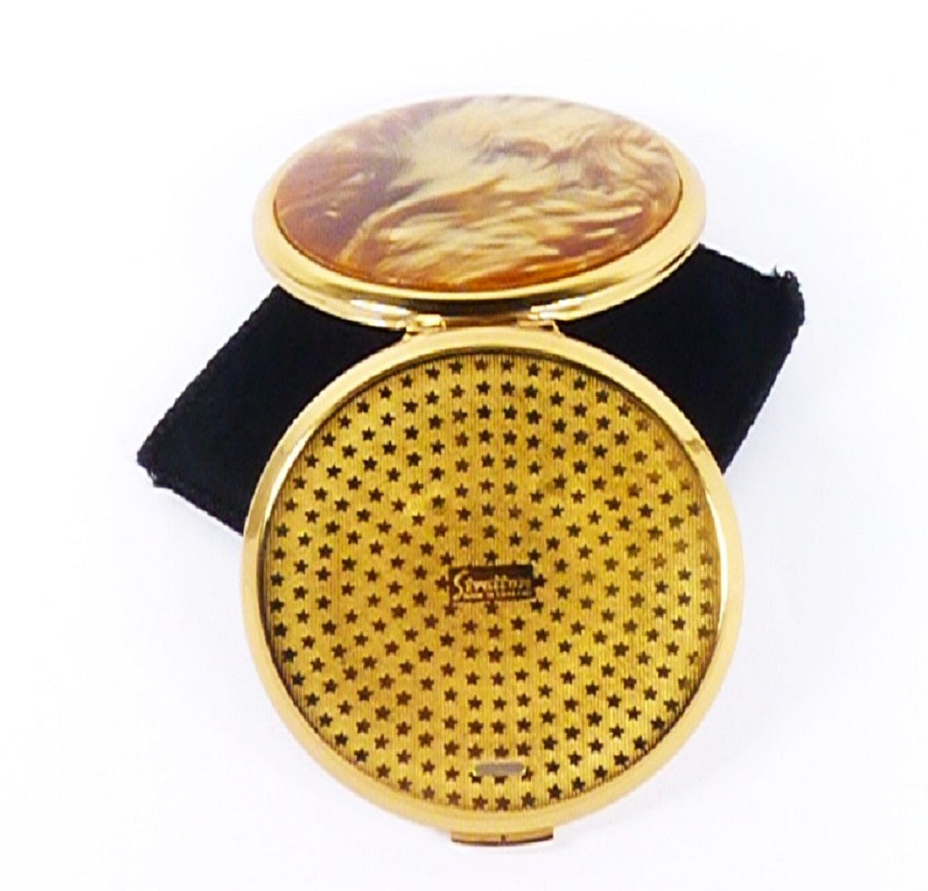 Gold Lucite Luxury Makeup Mirror Compact