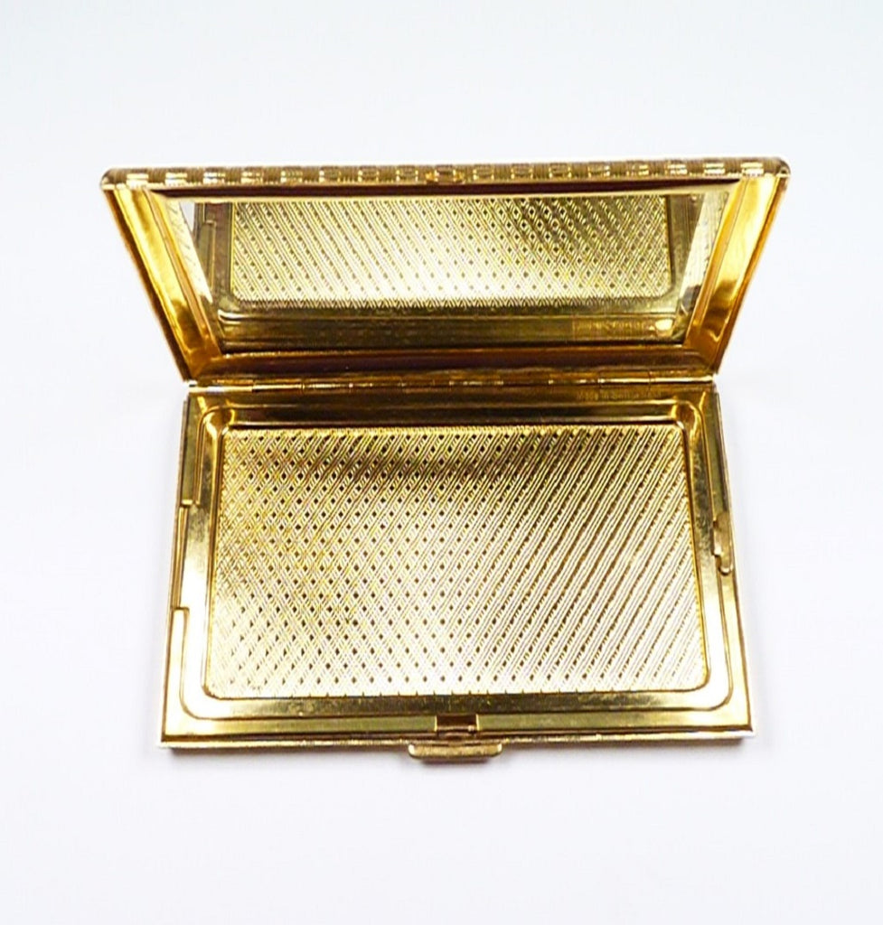 Golden Basket Weave Powder Compact