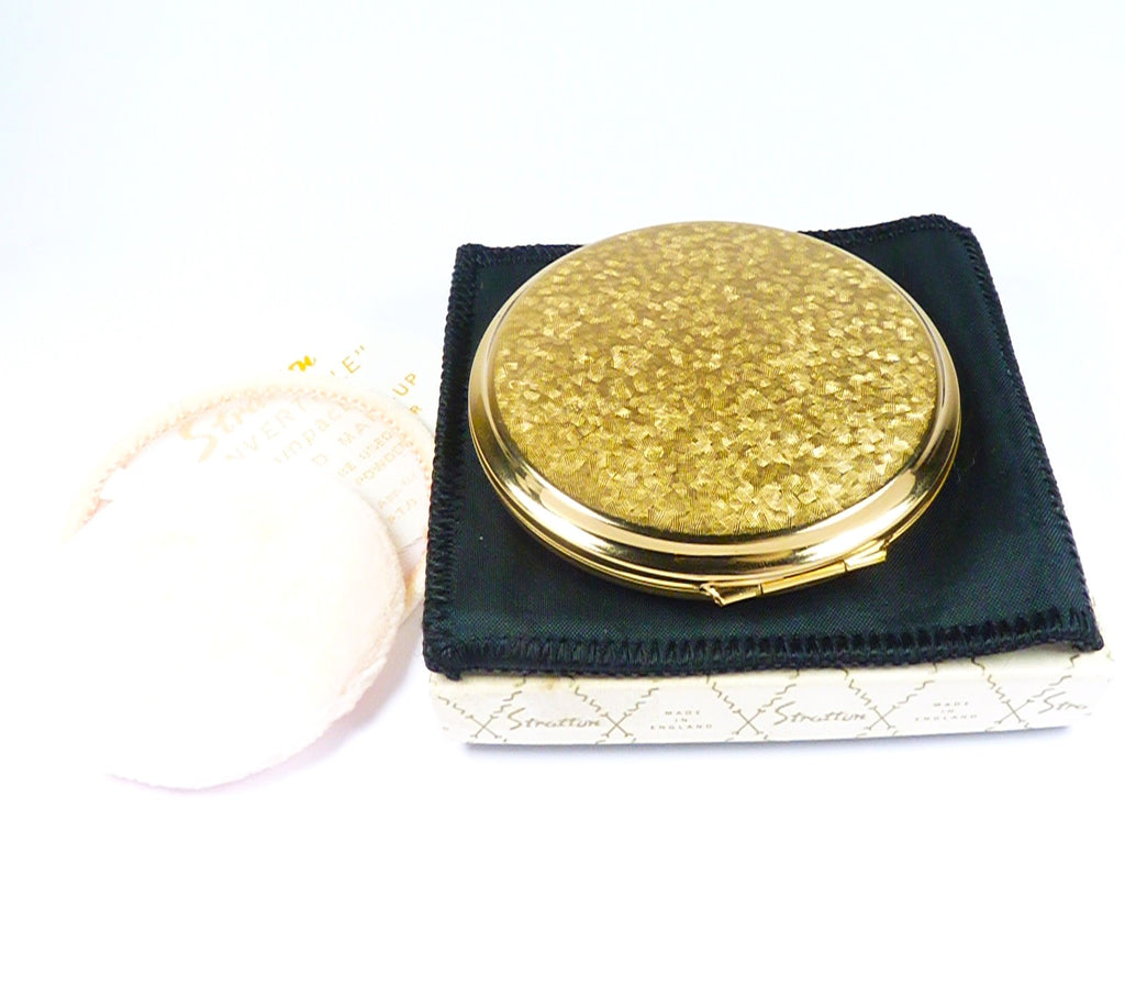 Golden Engraved Stratton Compact Mirror