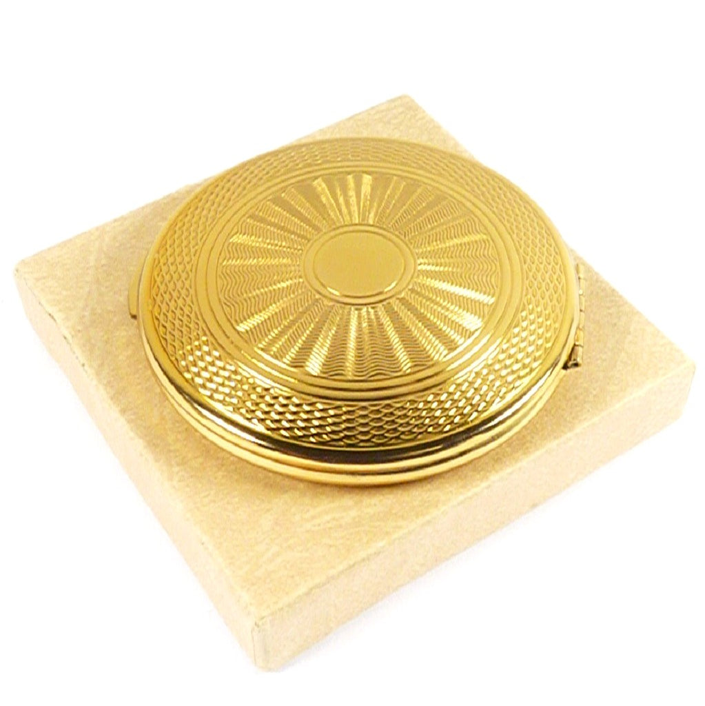 Golden Engraved Vintage Compact Mirror