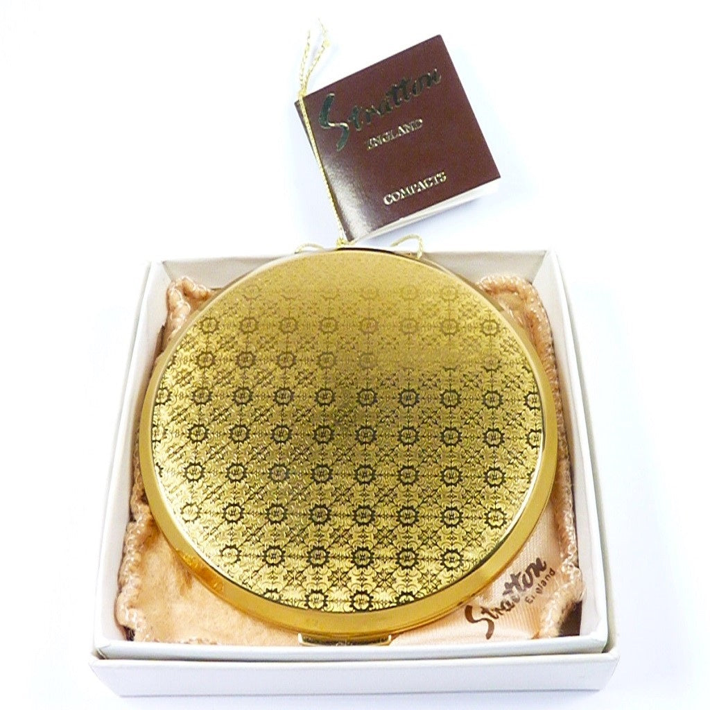 Golden Floral Design Vintage Powder Compact