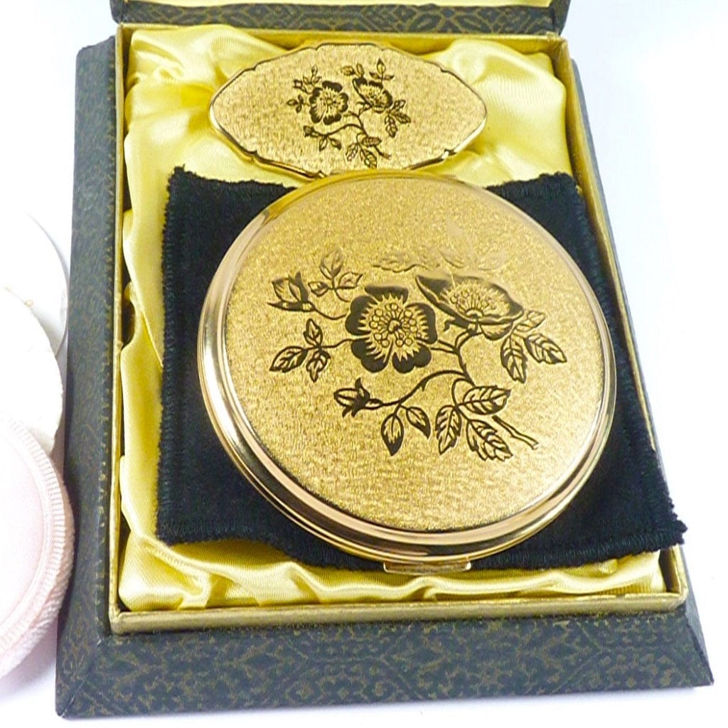 Golden Floral Stratton Compact Mirror