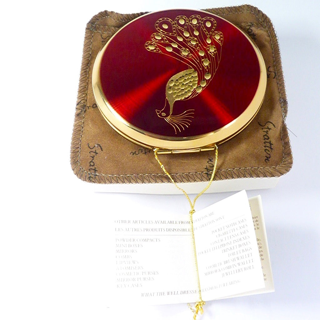 Golden Peacock Handbag Mirror Compact