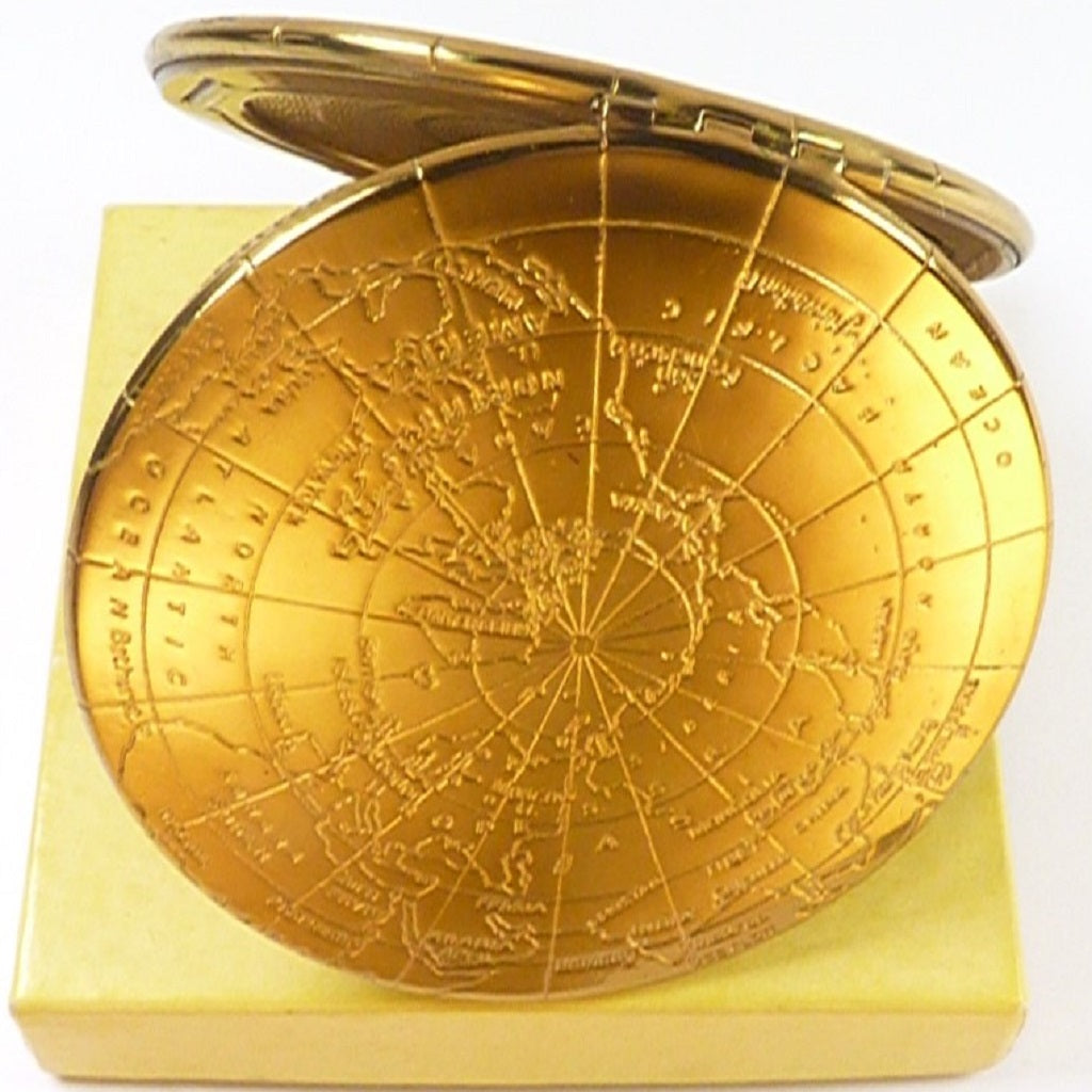 Golden World Map Vintage Kigu Powder Compact