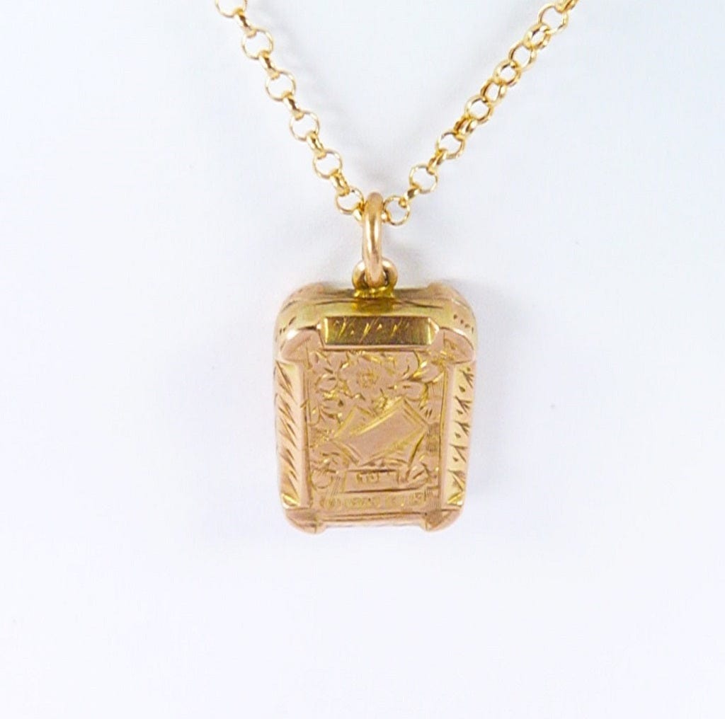 Hallmarked Gold Small Oblong Keepsake Necklace