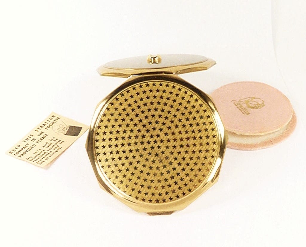 Large Golden Compact Mirror For Max Factor Foundation