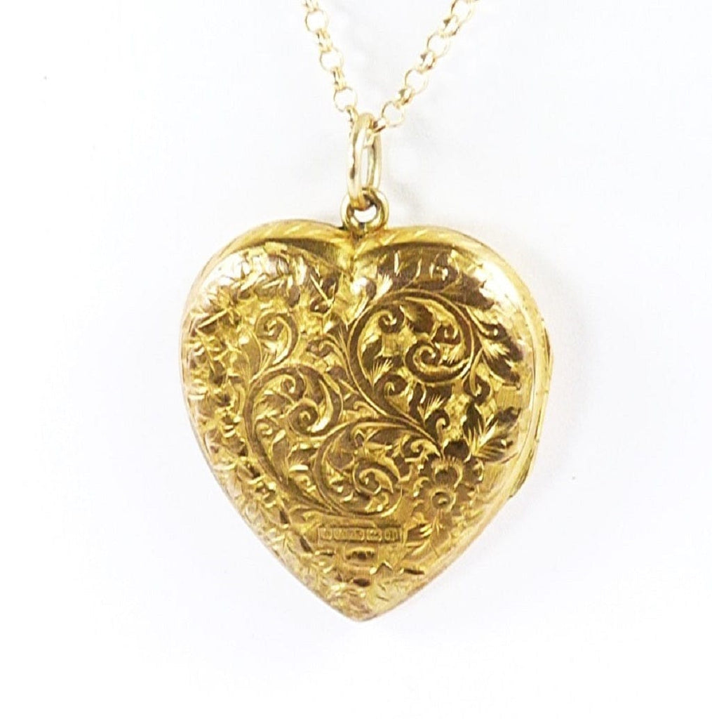 Large Solid Gold Edwardian Heart Shaped Locket