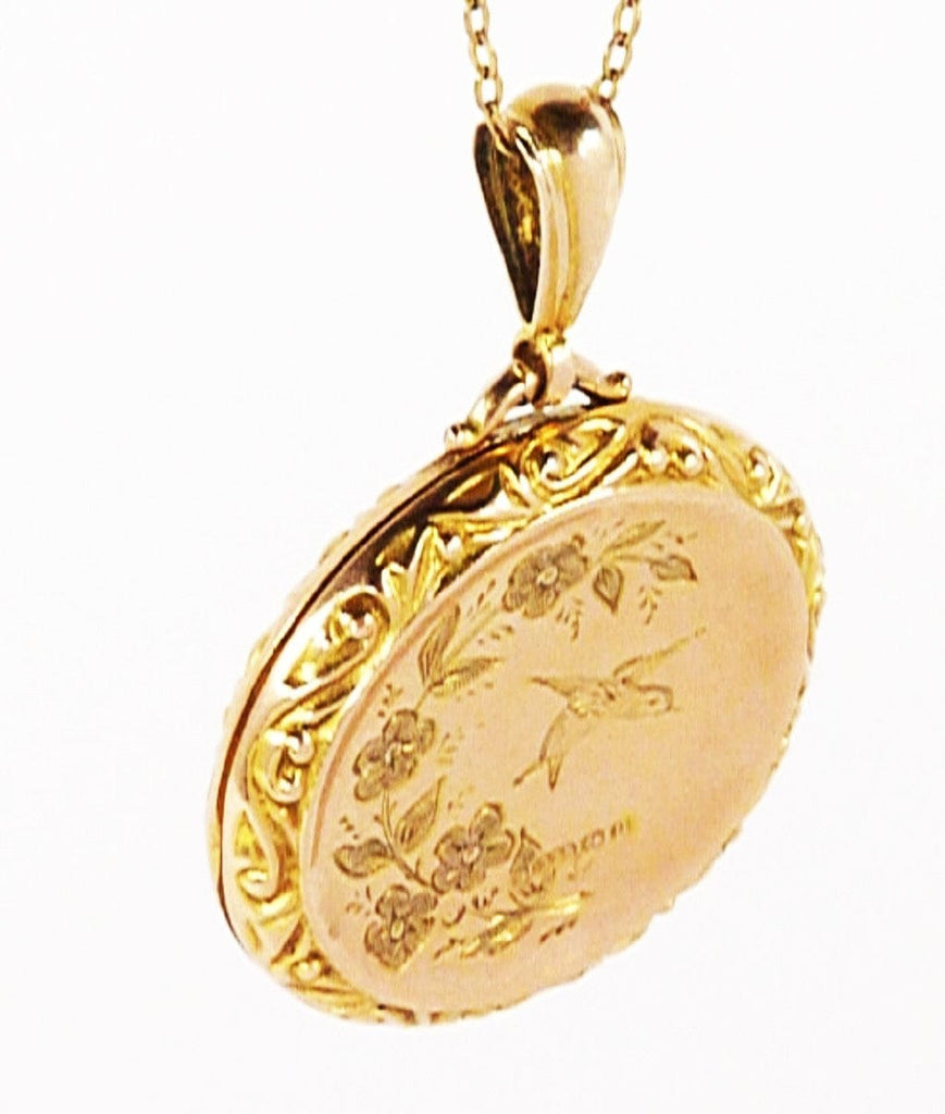 Luxury Antique Solid Gold Portrait Swallow Locket