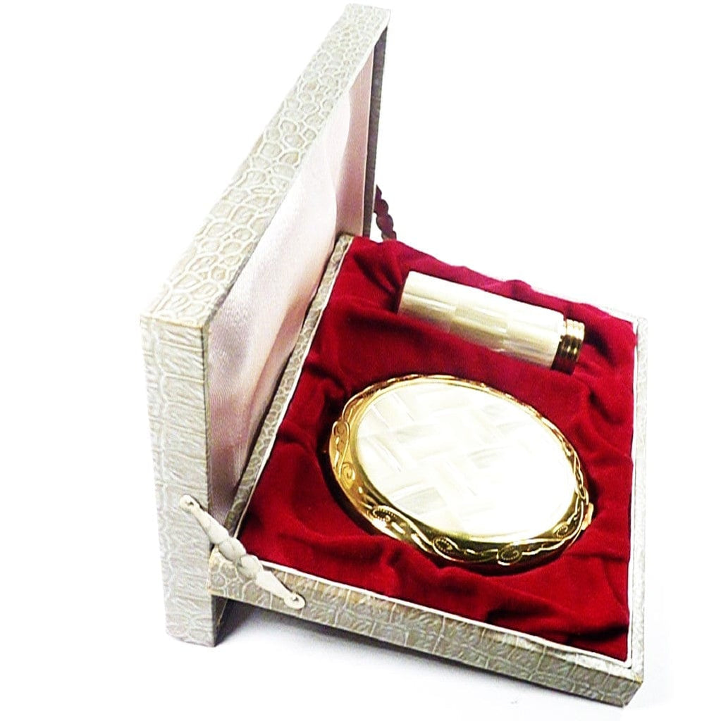 Matching Mother Of Pearl  Lipstick Compact Mirror Gift Set