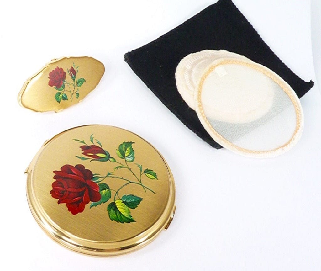 Mirror Compact With Matching Lipstick Holder