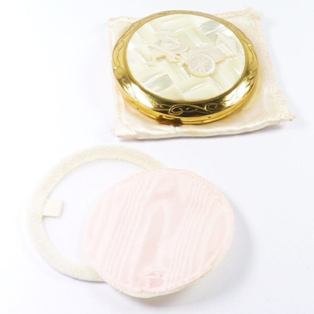 Original Powder Puff Silver And MOP Compact Mirror