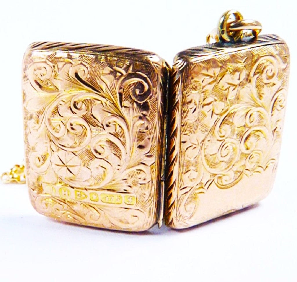 Ornate Solid Gold Mourning Locket Necklace