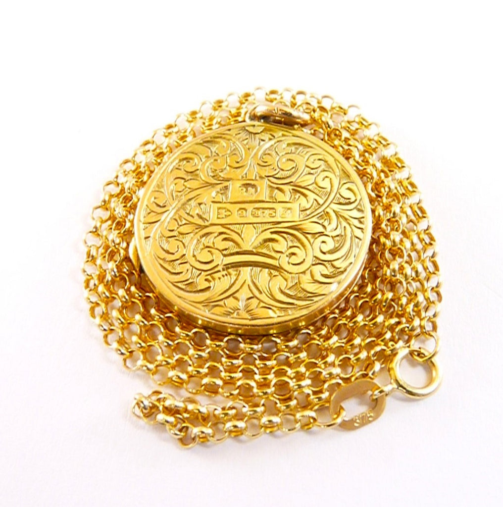 Ornately Engraved Antique Solid Gold Mourning Locket
