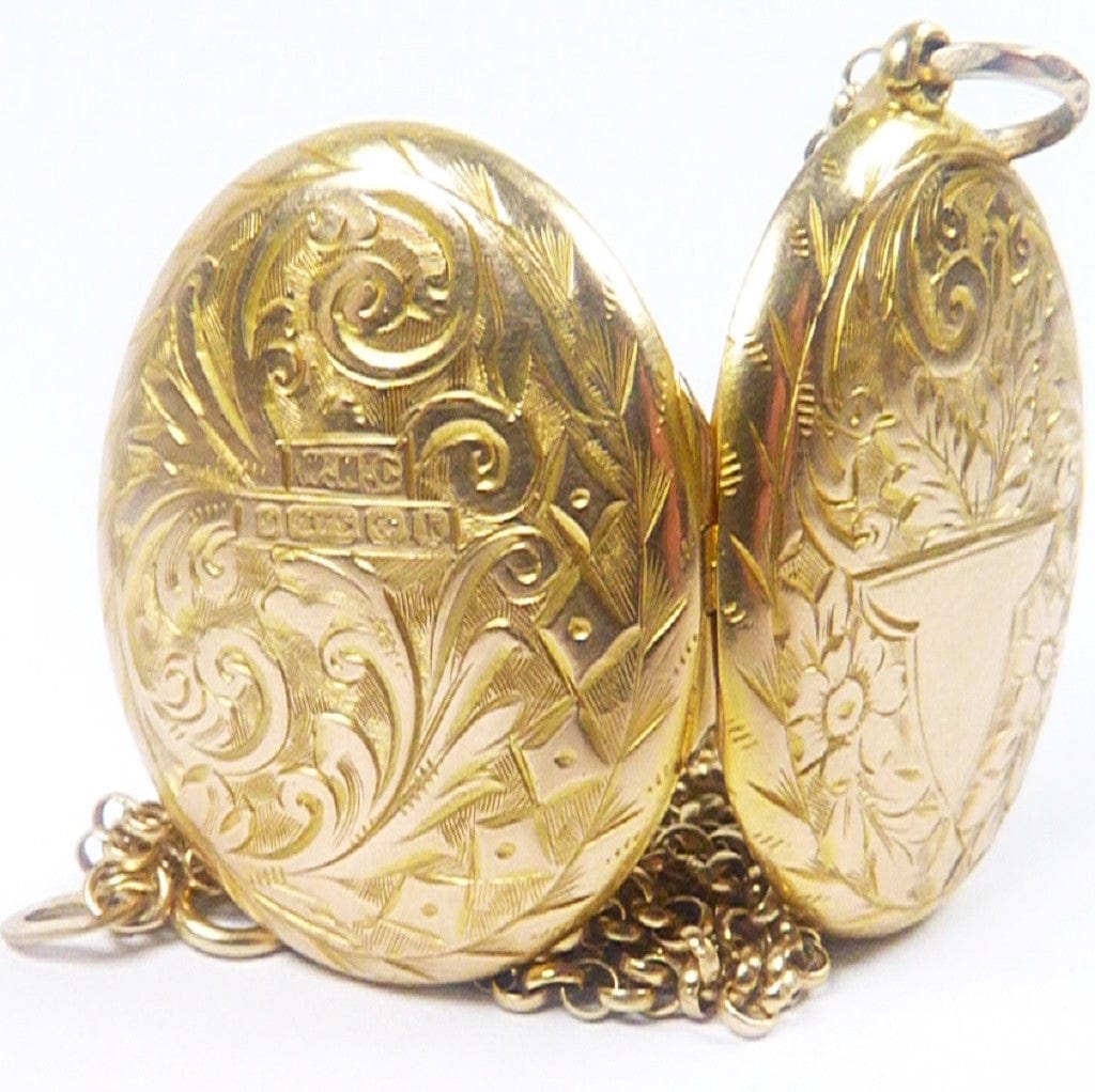 Ornately Engraved English Gold Antique Locket