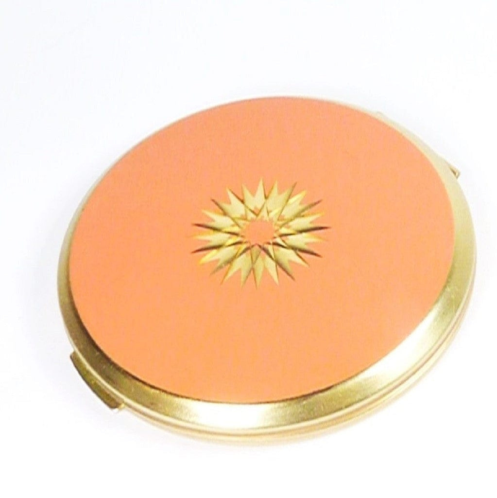 Peach And Gold Makeup Mirror Compact