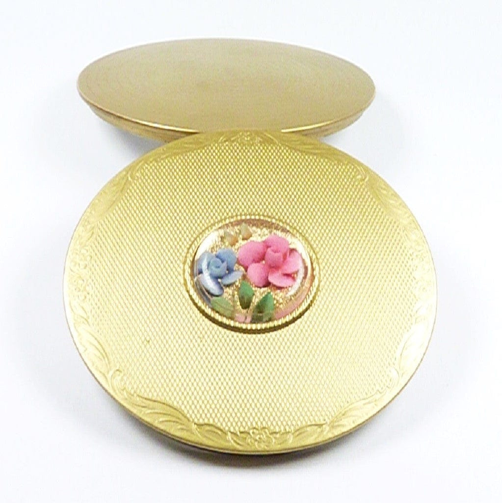 Pink Blue Flower Mirror Compact