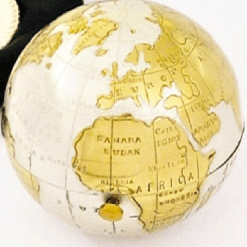 Rare Pygmalion Globe Map Of The World Compact Gold And Silver Plated ...