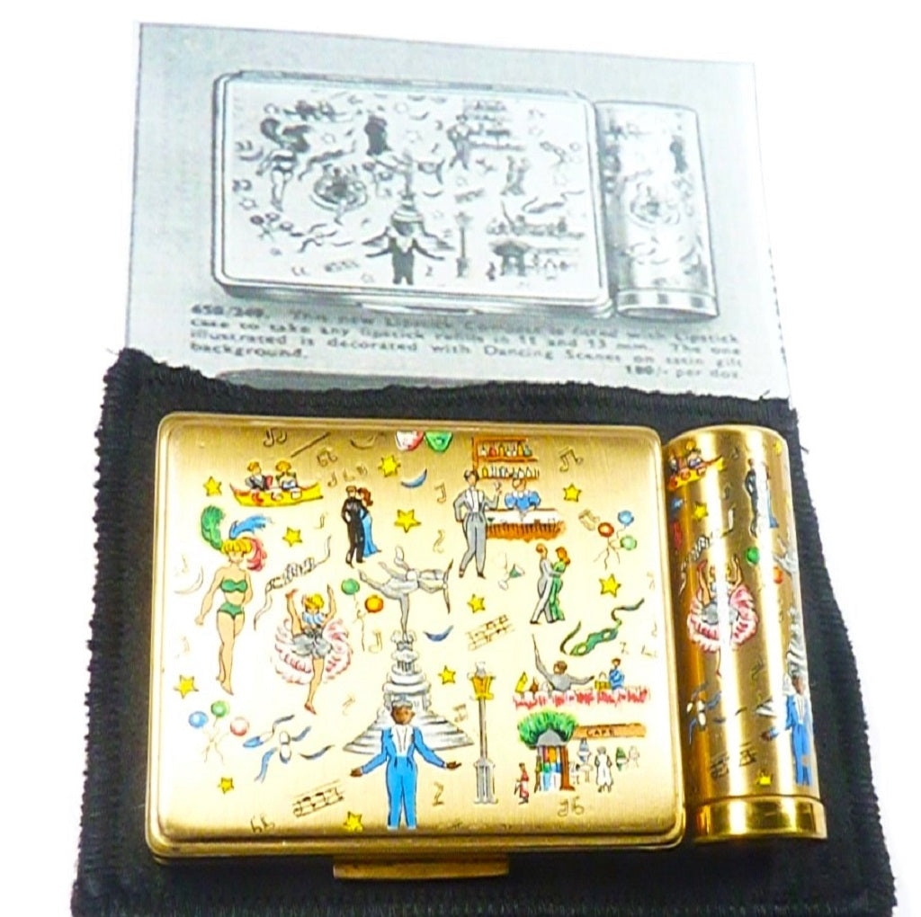 Rare Stratton Dancing Scenes Lipstick Compact