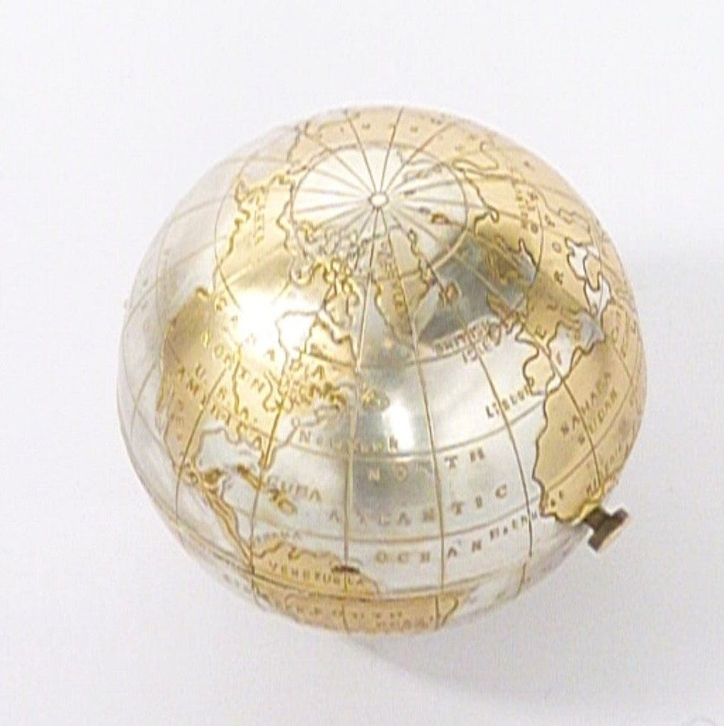 World Globe Vintage Powder Compact