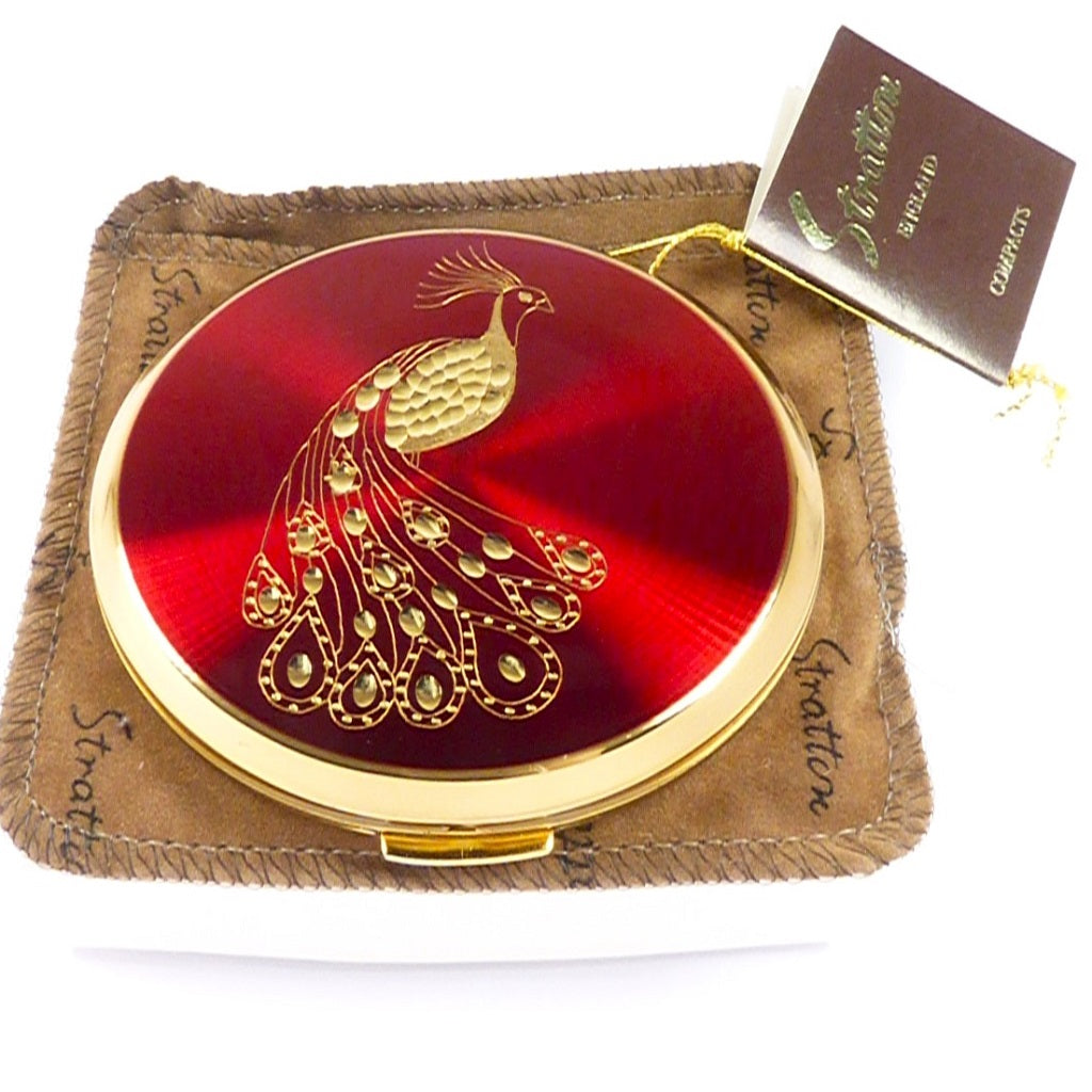 Red And Gold Peacock Makeup Compact