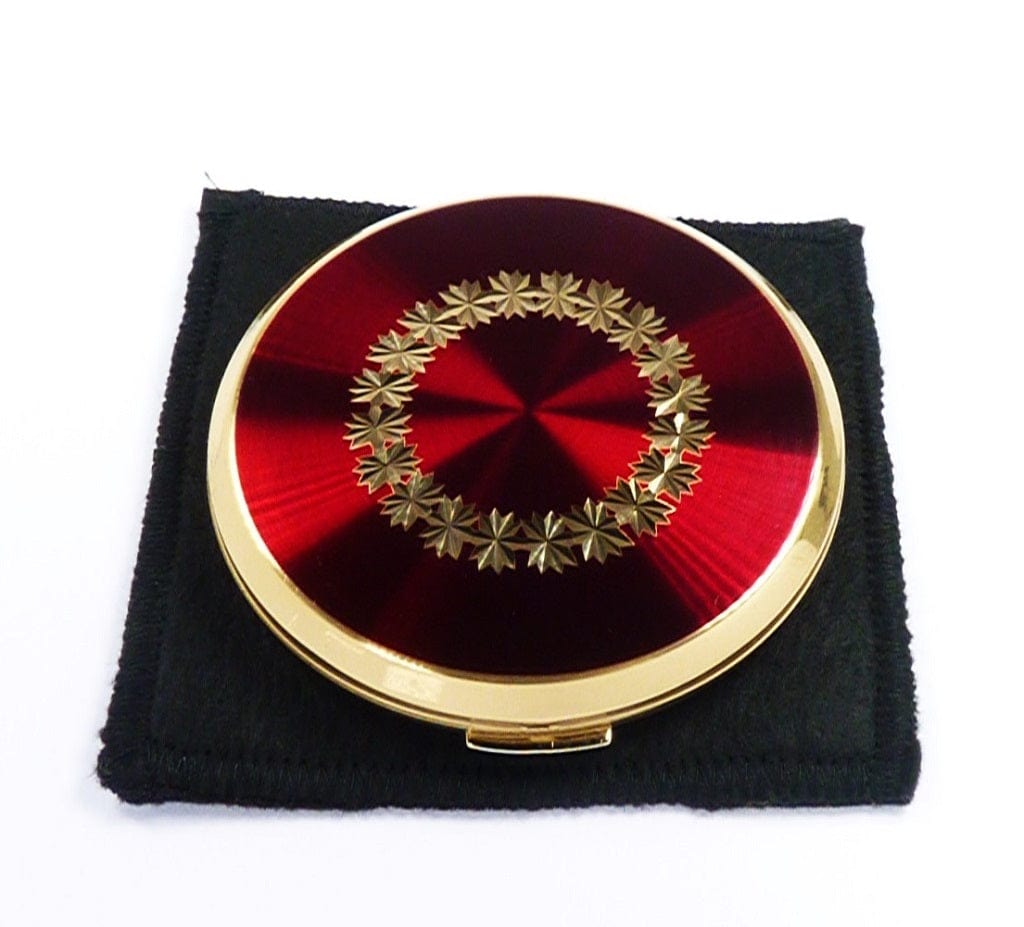 Red And Gold Stratton Compact Mirror