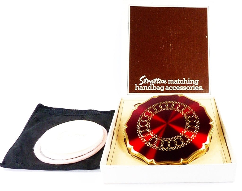 Red And Gold Vintage Stratton Powder Compact