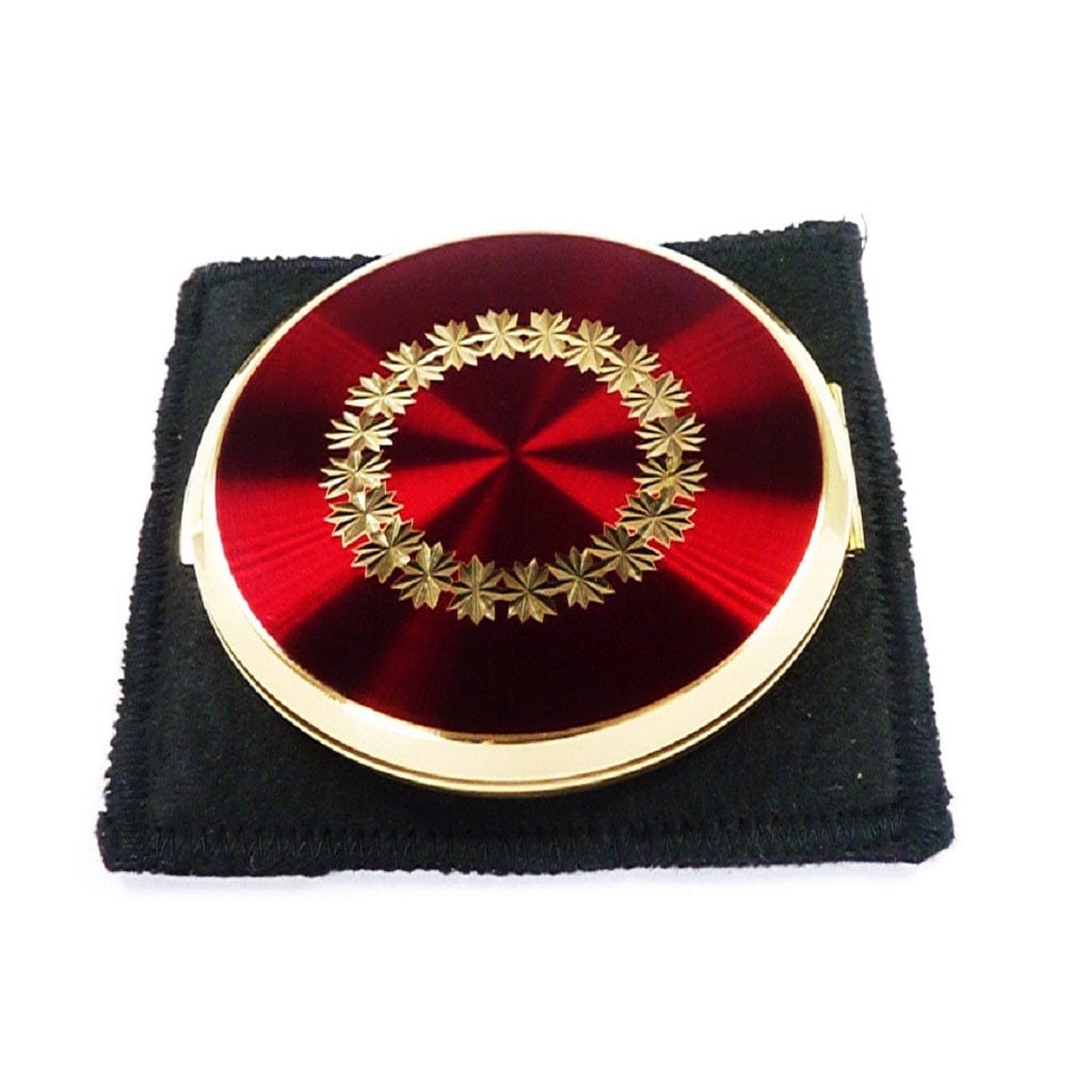 Red And Golden Pocket Mirror Compact