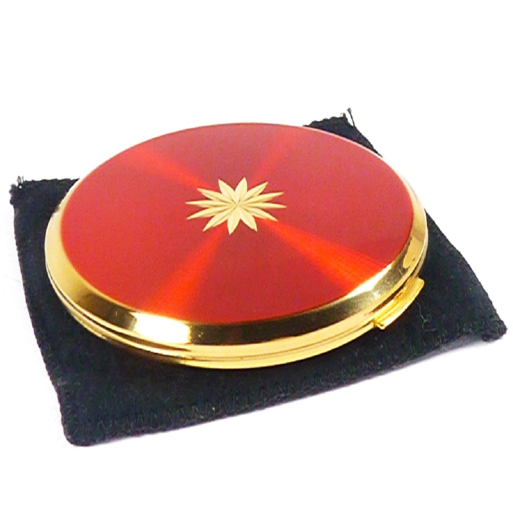 Red Enamel Vintage Makeup Compact