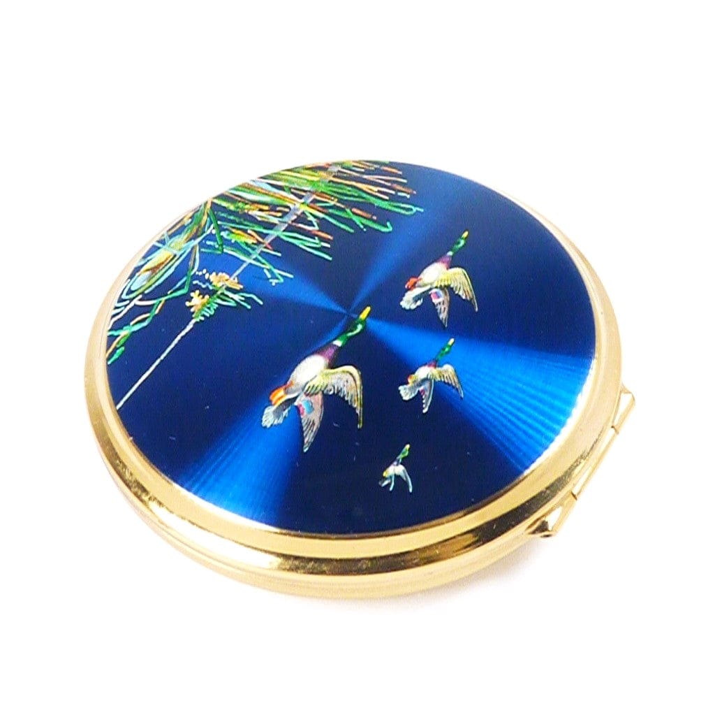 Refillable Blue Enamel Makeup Compact 