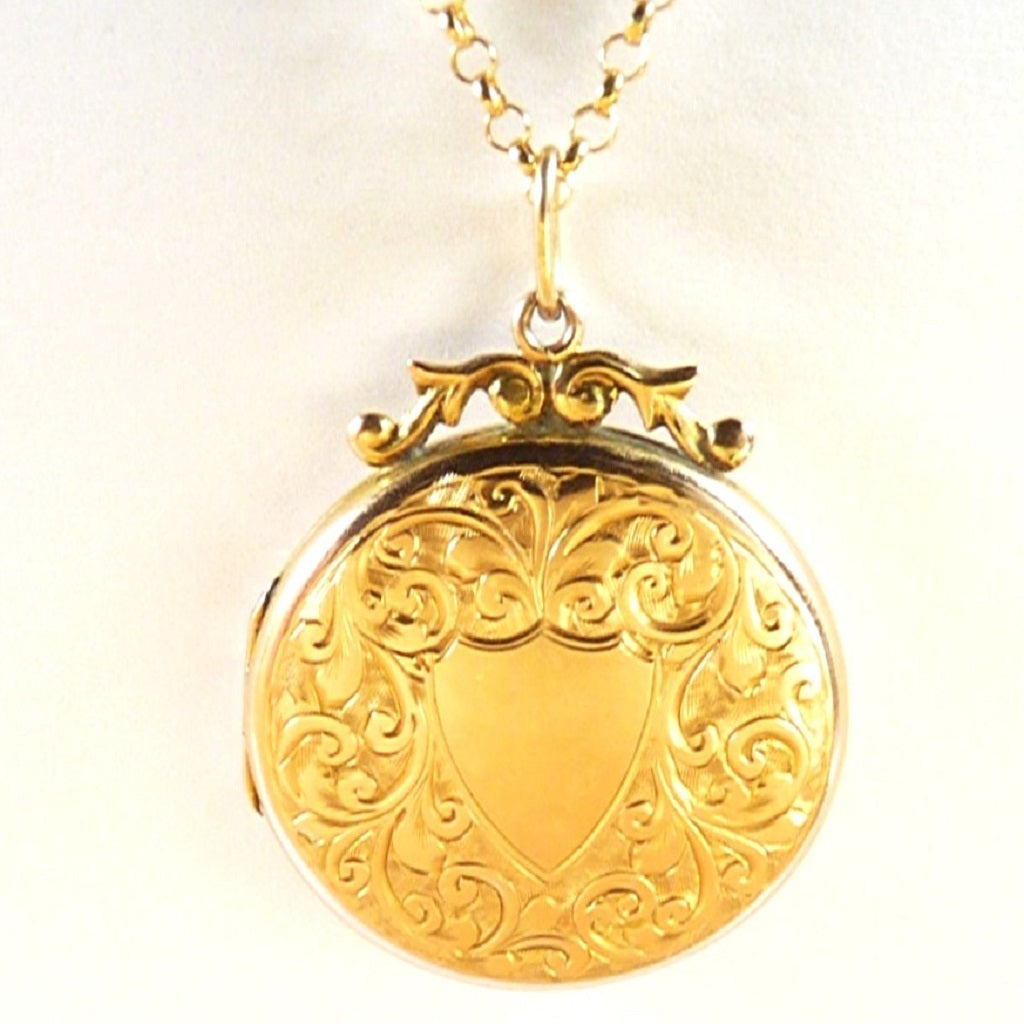 Round Engraved Locket Pendant