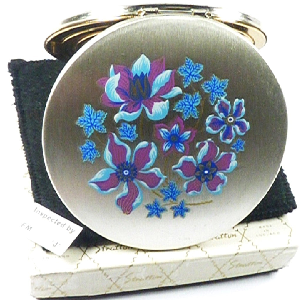 Silver Blue Purple Compact Mirror