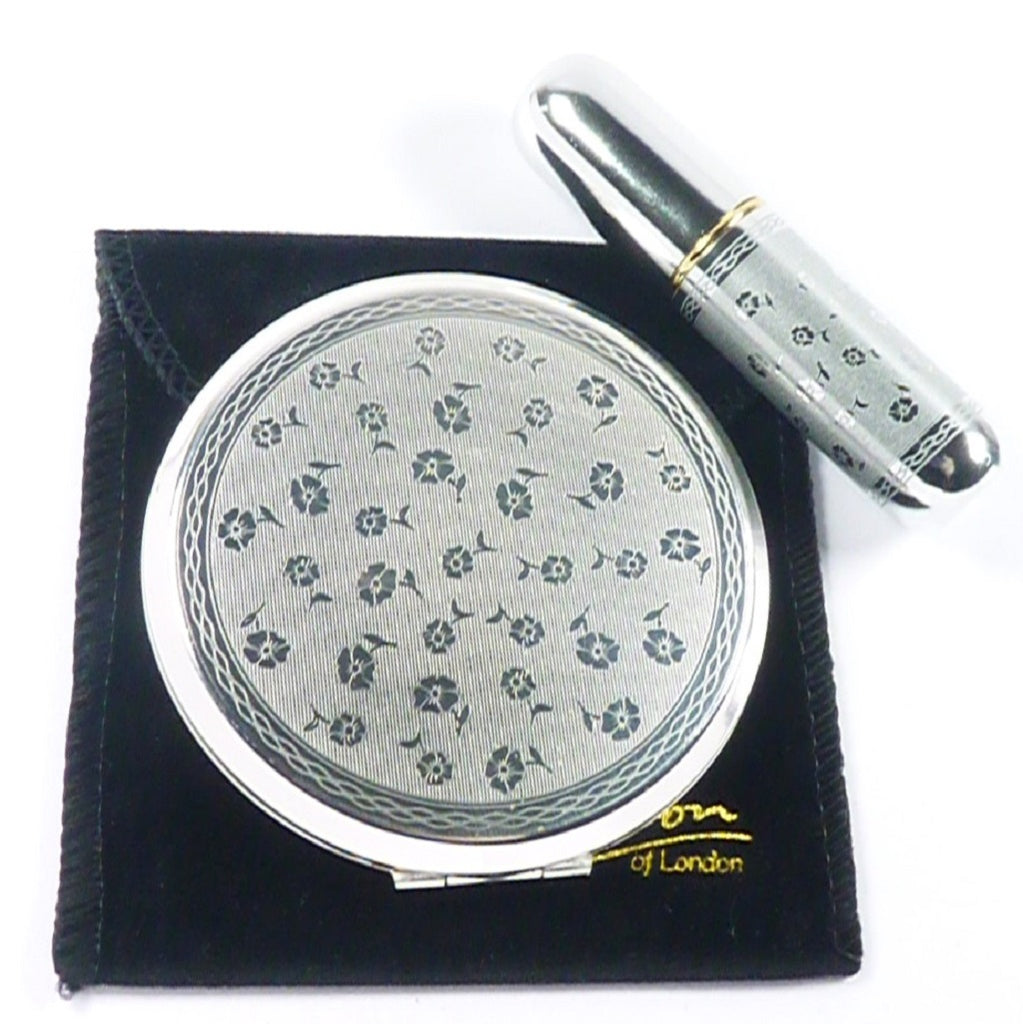 Silver Flower Perfume Atomiser Compact Mirror