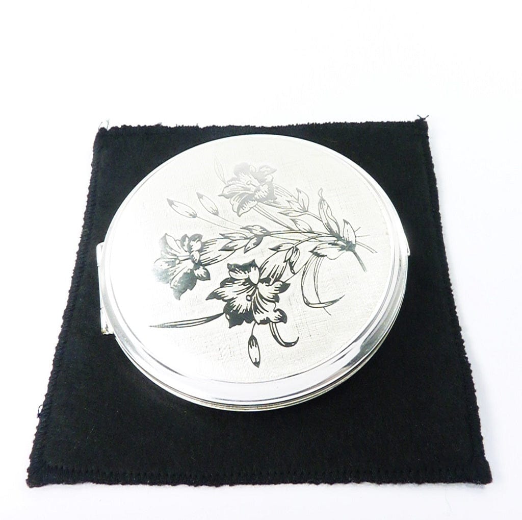 Silver Plate Floral Makeup Compact