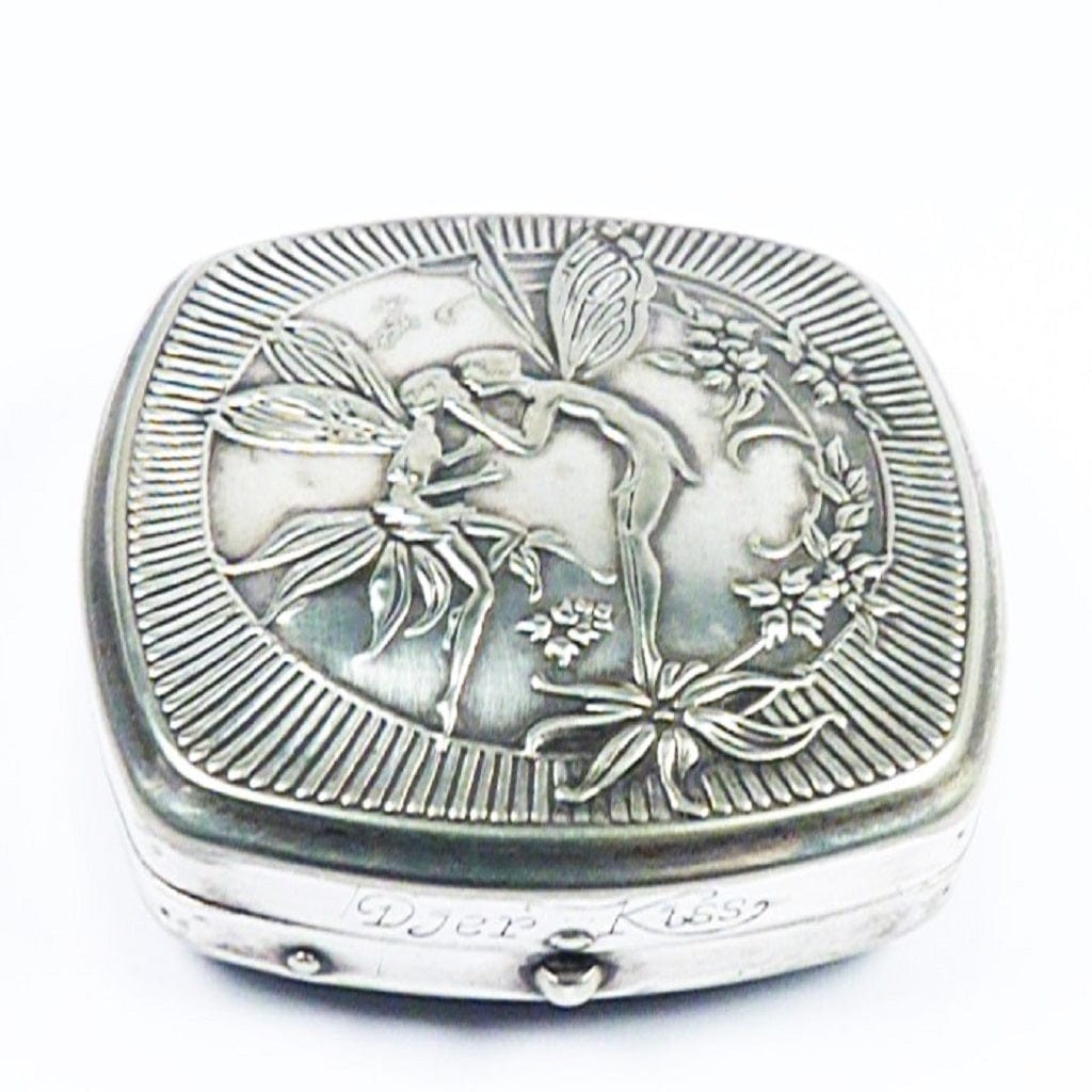 Silver Plated Antique Fairy Compact Mirror