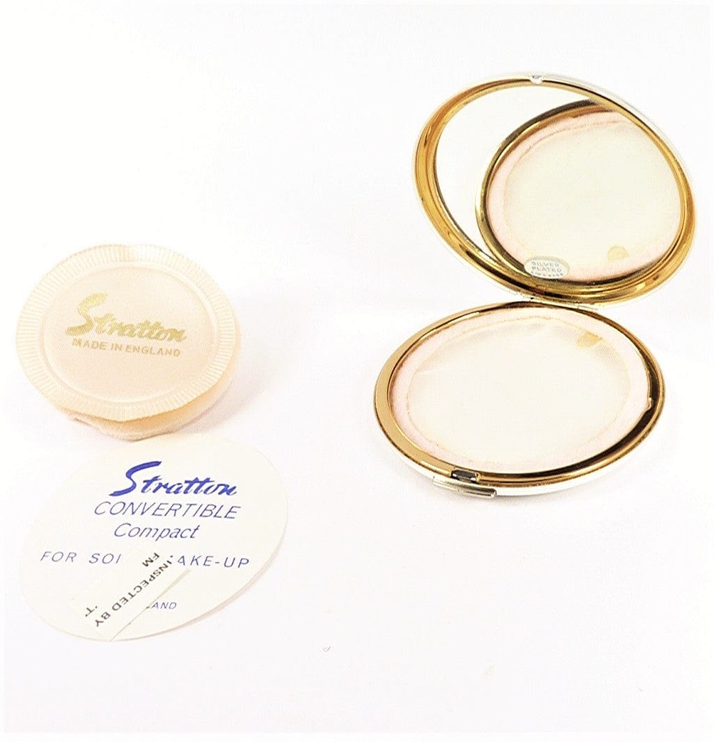 Unused Silver Plated Stratton Powder Compact Pink And White Blossom 19 ...