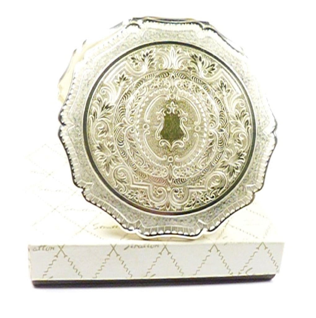 Silver Plated Swiss Watch Style Powder Compact