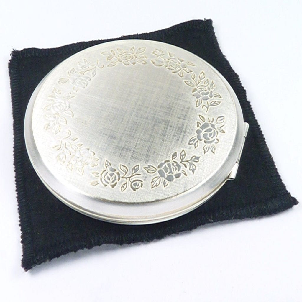 Silver Roses Makeup Mirror Compact