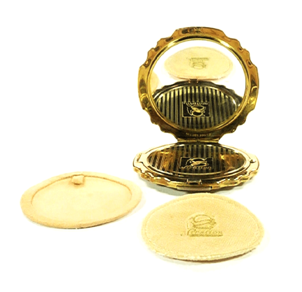 1960s Stratton Powder Compact Dusky Pink And Gold Roses – The Vintage ...