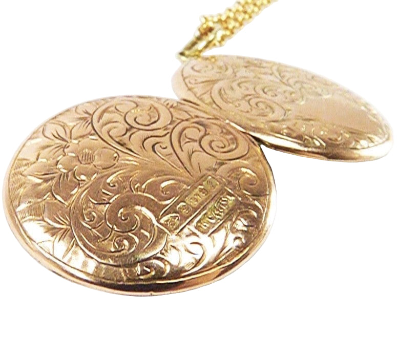 Chester Assayed Gold Double Photo Keepsake Locket With 9ct Necklace