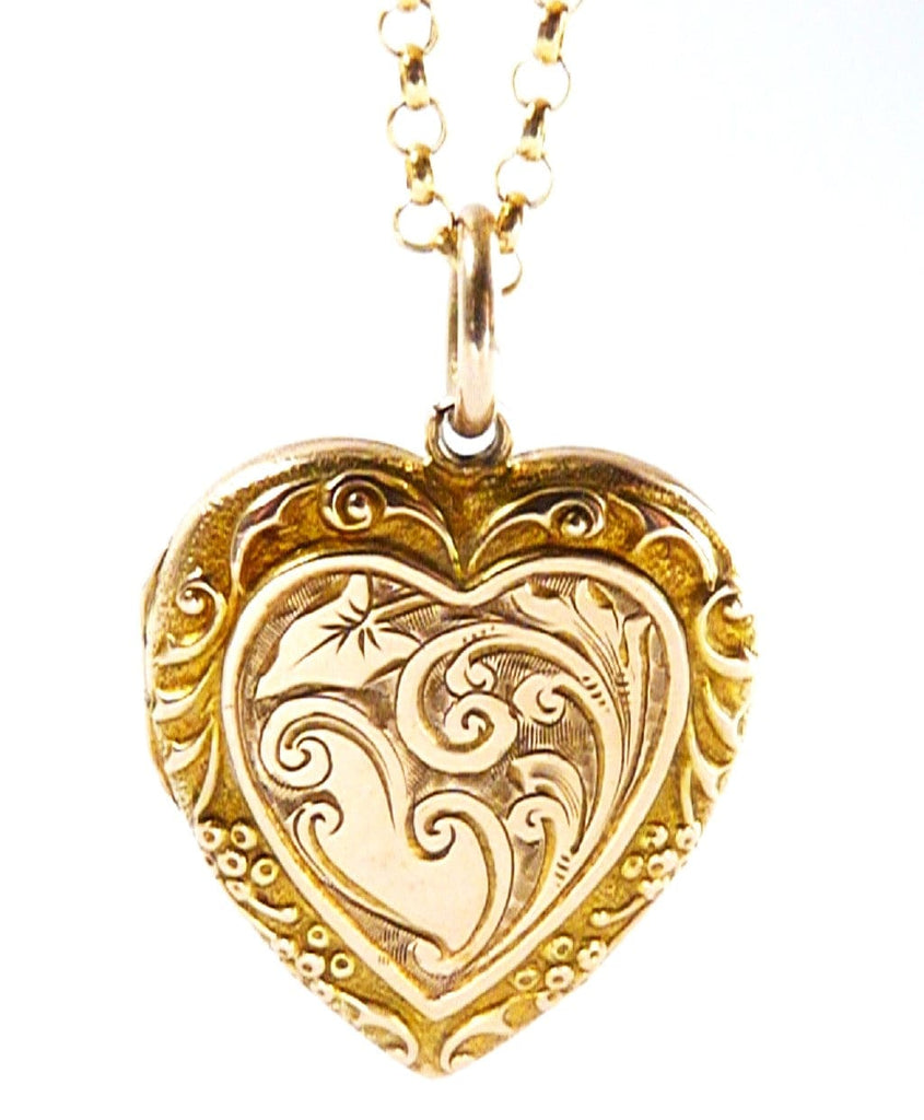 Solid Gold Art Nouveau Locket Necklace Hallmarked