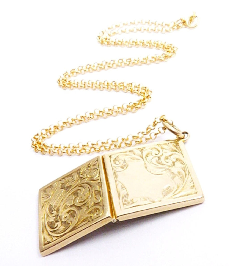 Solid Gold Art Nouveau Locket Necklace