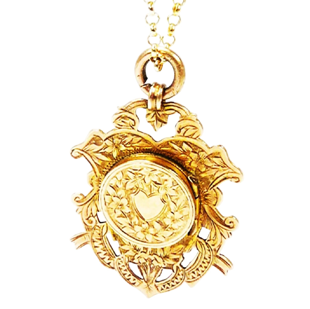 Impressive Edwardian Hallmarked Gold Locket On 9ct 18 Inch