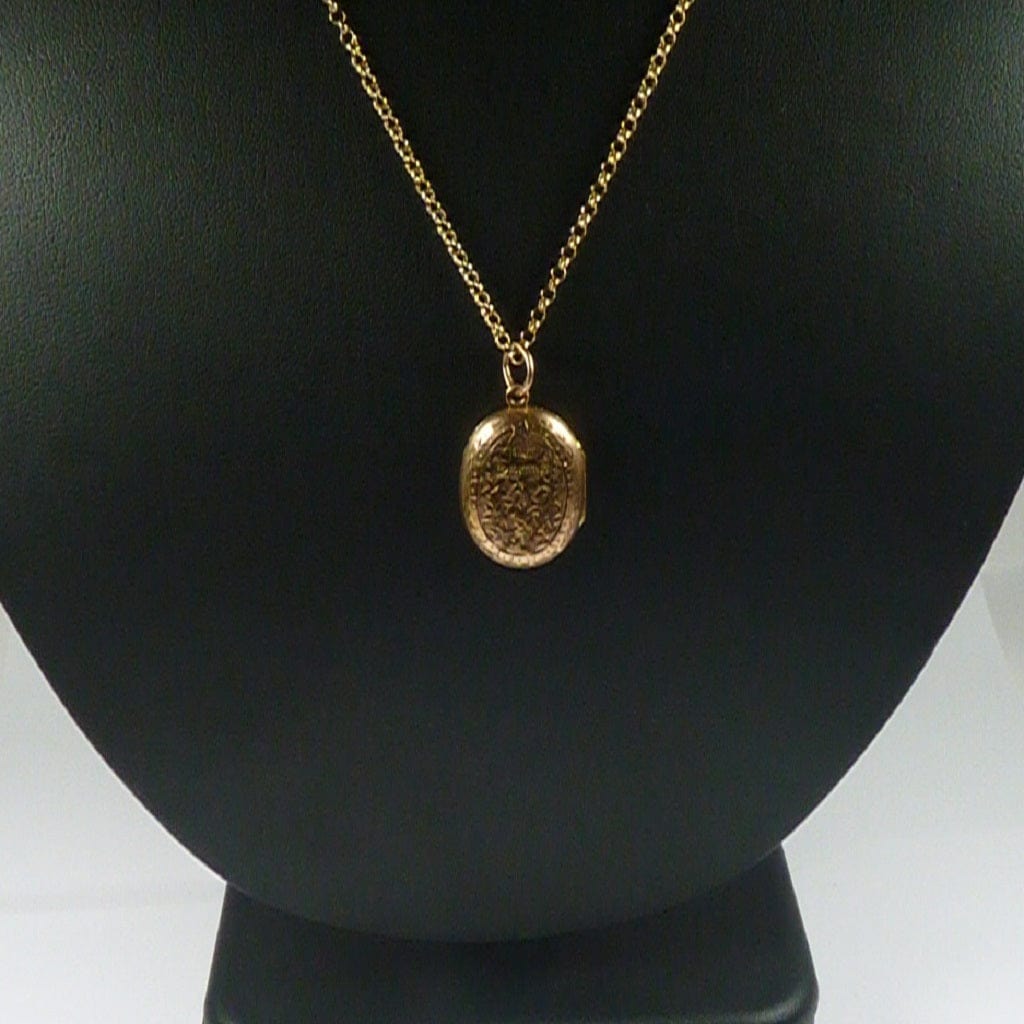 Solid Gold Locket Pendant Necklace Yellow Gold