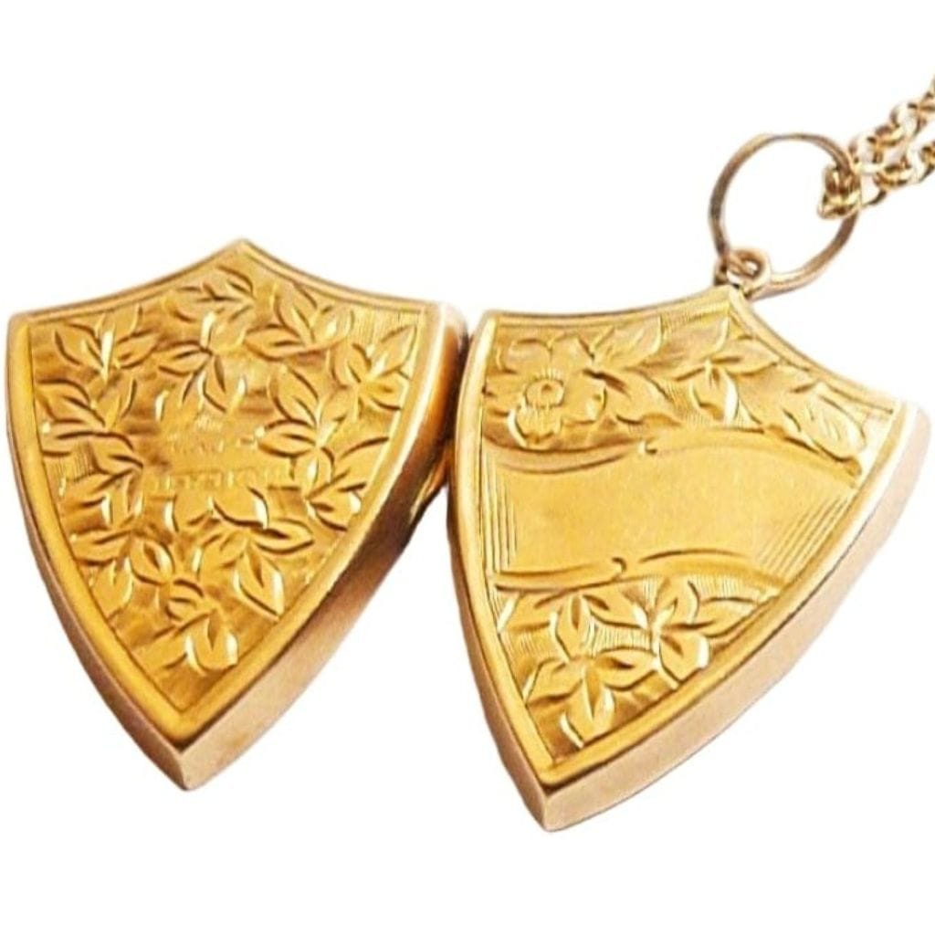 Solid Gold Sheild Locket Pendant Desire To Protect Jewellery