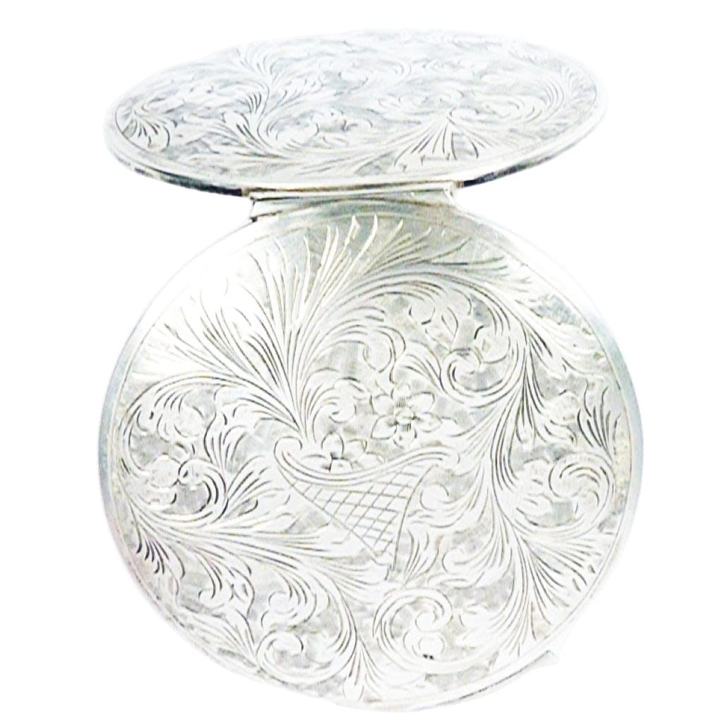 Solid Silver Compact Mirror For Loose Foundation