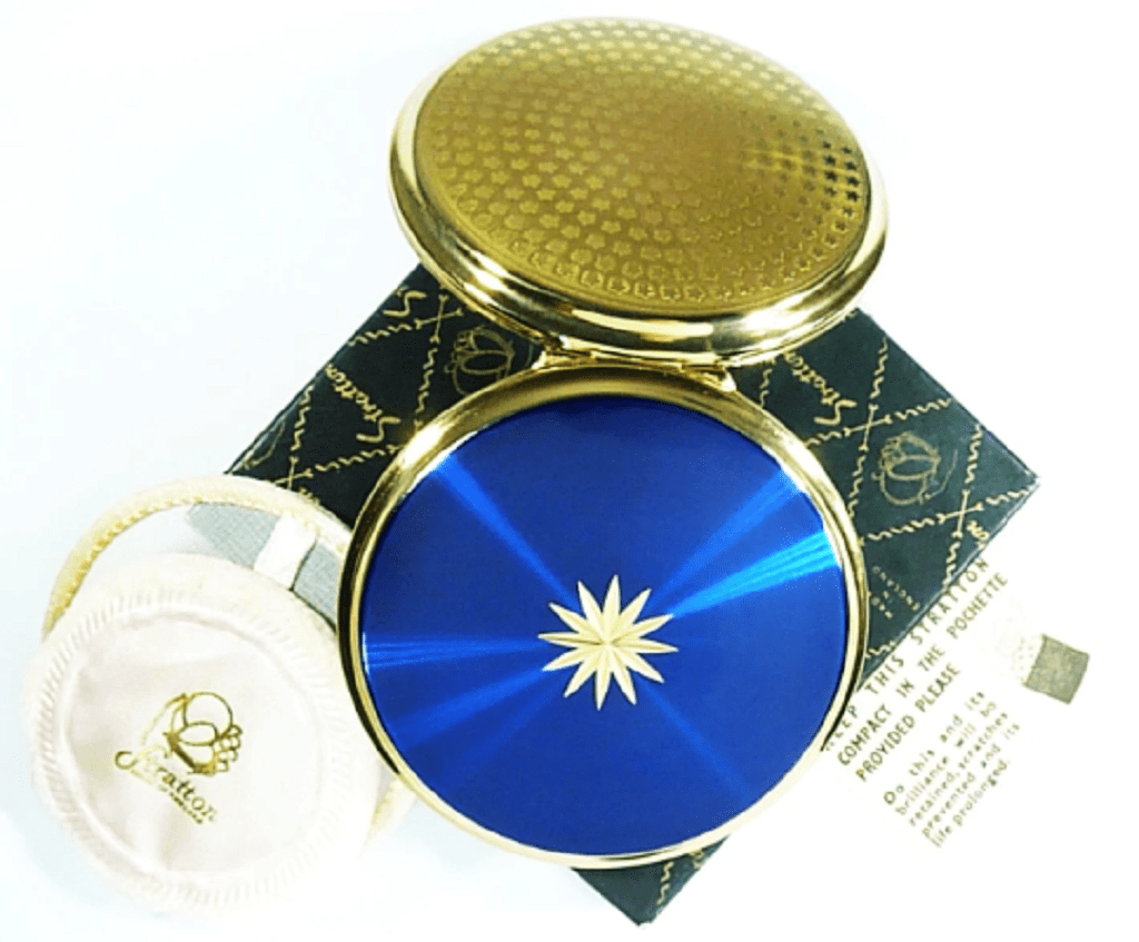Blue Enamel Vintage Compact Mirror