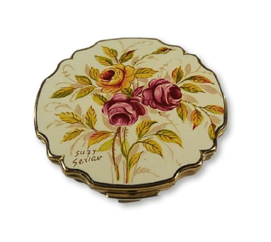 1960s Stratton Powder Compact Dusky Pink And Gold Roses – The Vintage ...
