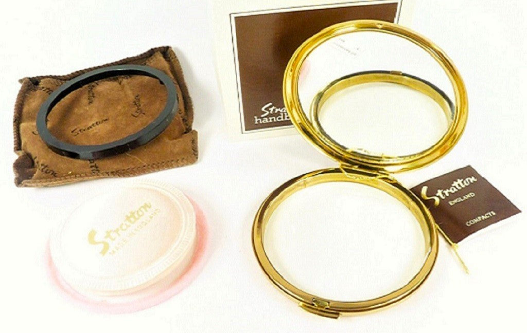 Stratton Powder Compact Golden Roses