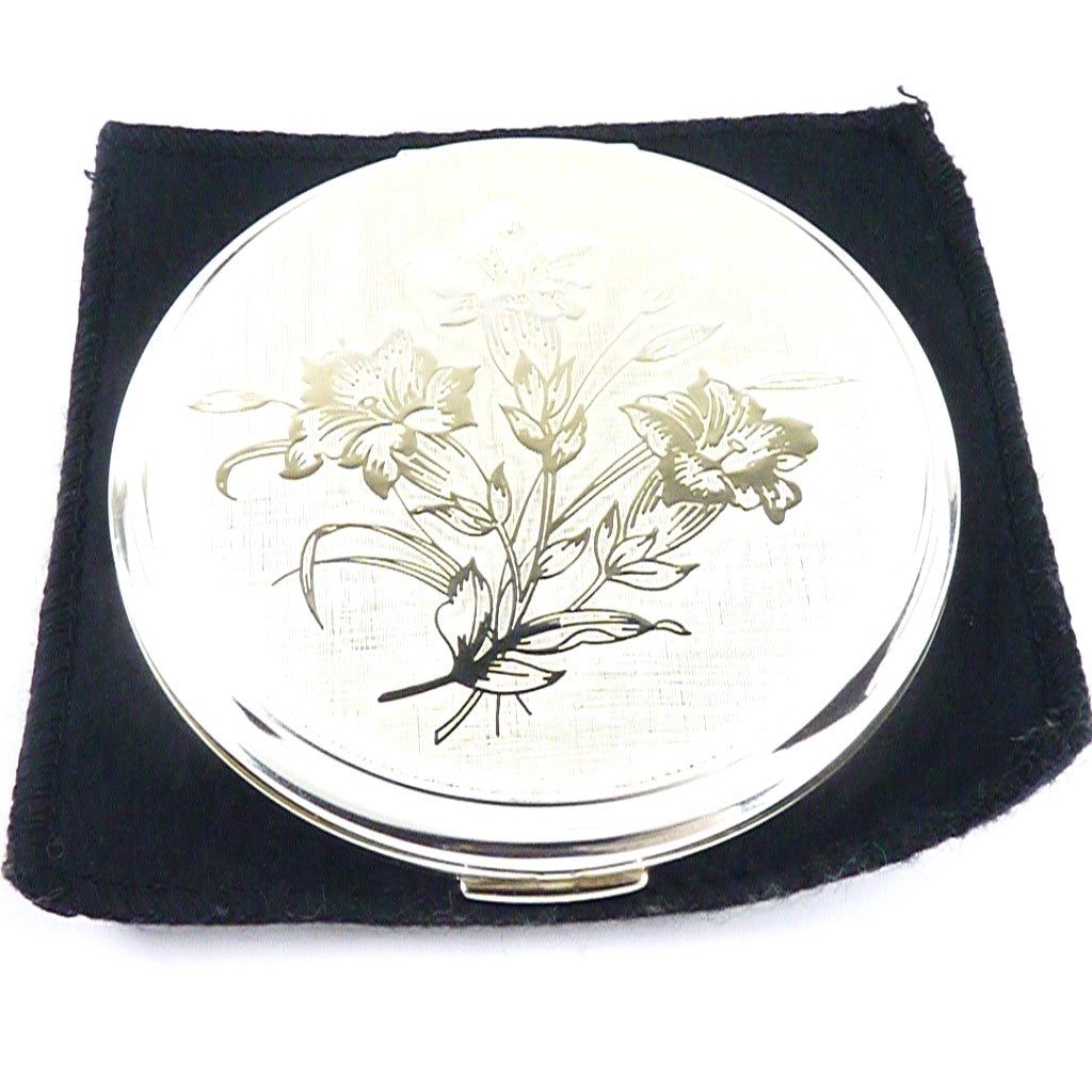 Swiss Gentian Silver Stratton Compact Mirror