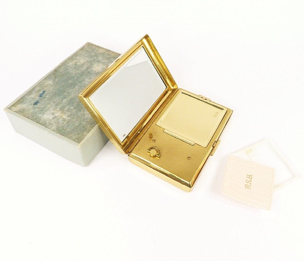 Unused Damascene / Chokin Musical Compact Mirror With 24 Karat Gold De ...